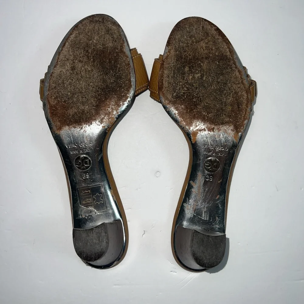 Dolce Gabbana Women Leather Walnut Monk Sandals Mules Size 39 - Picture 8 of 9